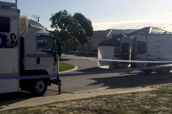 Police van and tape seal off scene in Yangebup where man died after assault