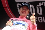 Simon Clarke in the Giro d'Italia pink jersey after stage four