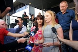 Laine Coldwell's niece Georgia Grant speaking to media outside court