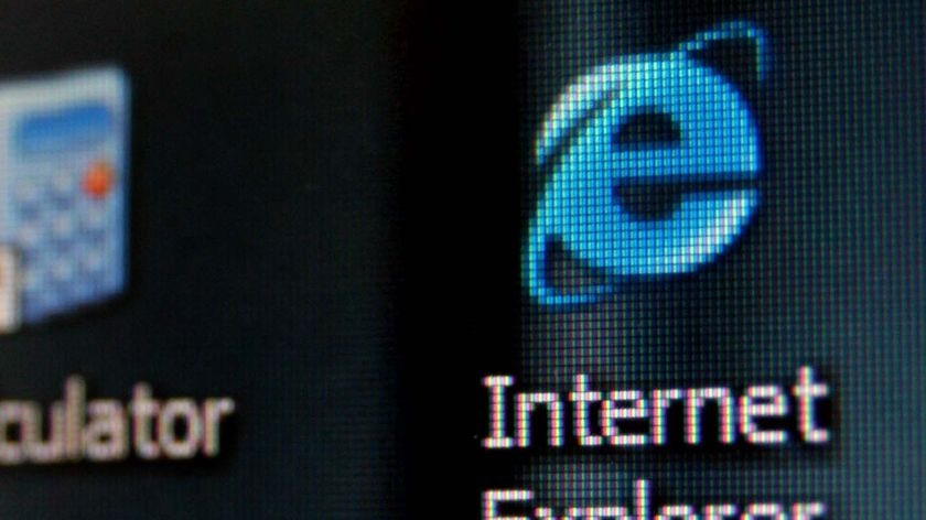 Internet Explorer logo on a computer desktop