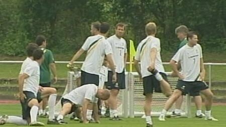 Socceroos in training for Italy clash.