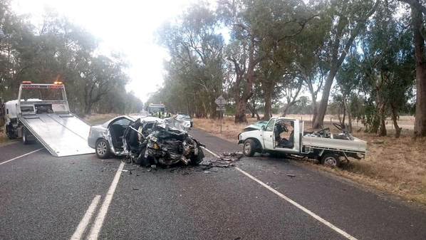 Police said two male drivers died at the scene of a head-on collision on the Midland Highway.