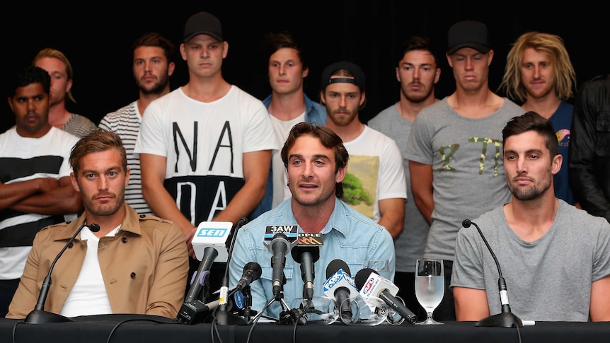 Players to decide ... Bombers skipper Jobe Watson addresses the media on Tuesday