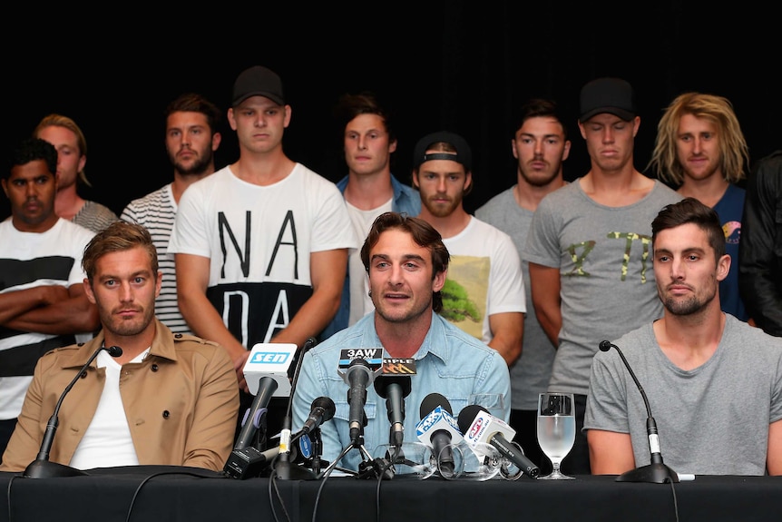 Jobe Watson speaks on behalf of Essendon players after being found not guilty of taking banned substances