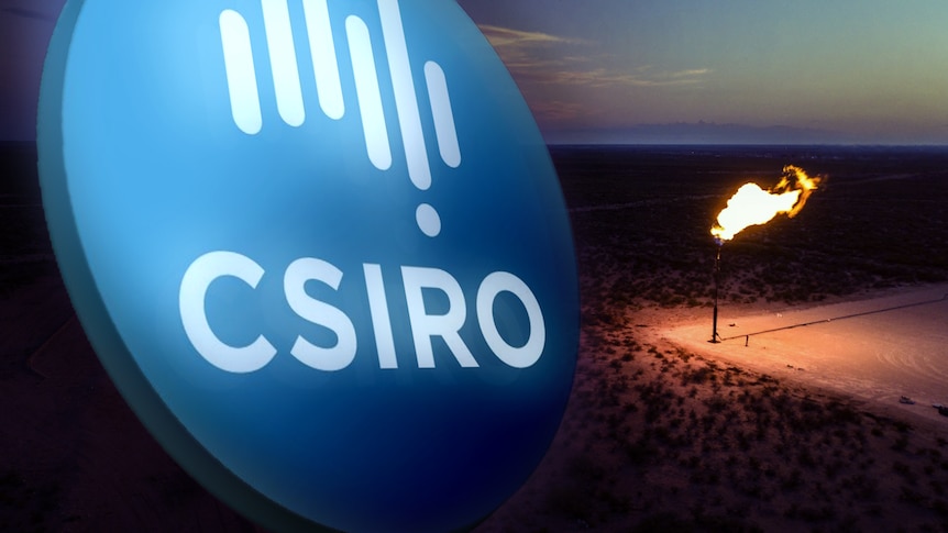 Digital graphic with CSIRO logo in front of gas field