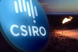 Digital graphic with CSIRO logo in front of gas field
