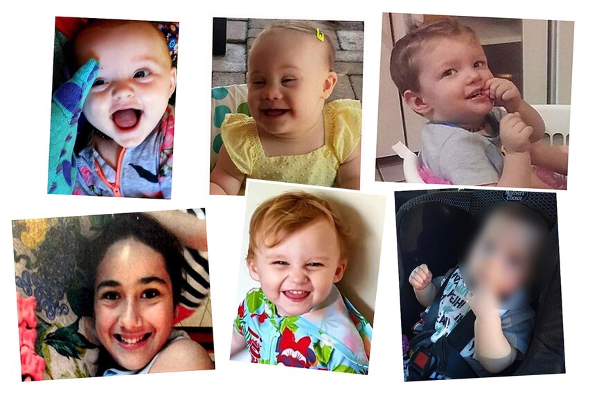 Six children from babies to early teens.