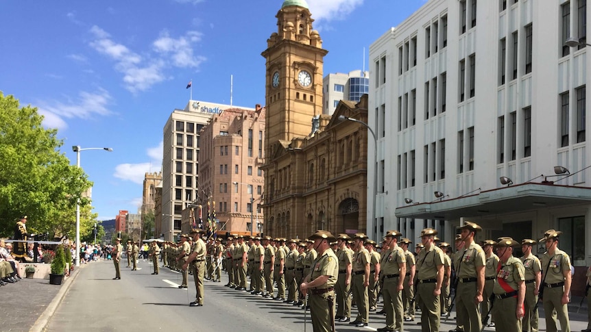 Hobart's 12/40 Battalion in the city's CBD