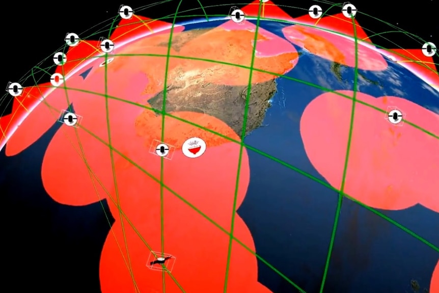 A representation of Earth with satellites in orbit around it.