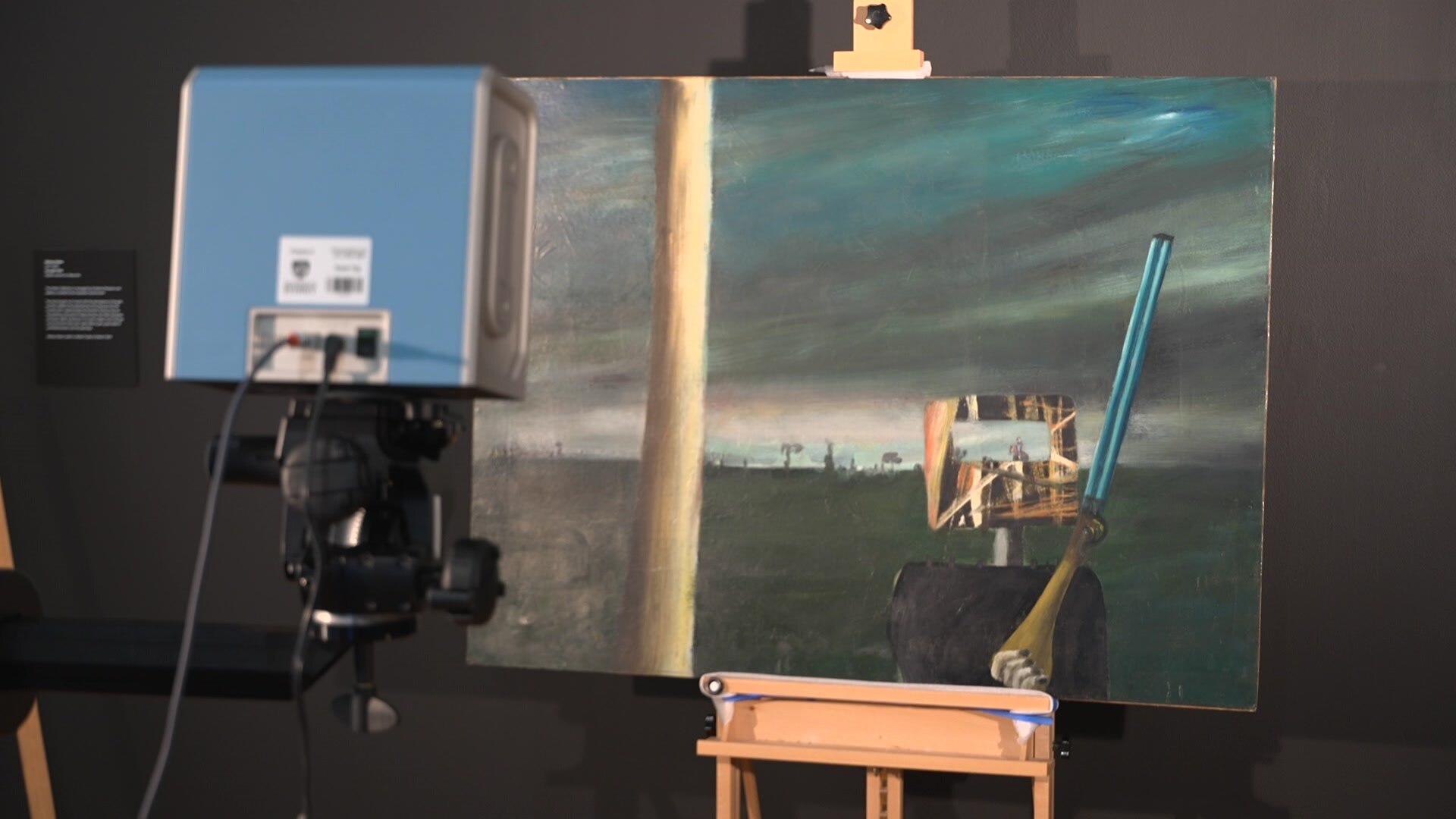 An infrared camera pointed at Return to Glenrowan by Sidney Nolan from his Ned Kelly Collection.