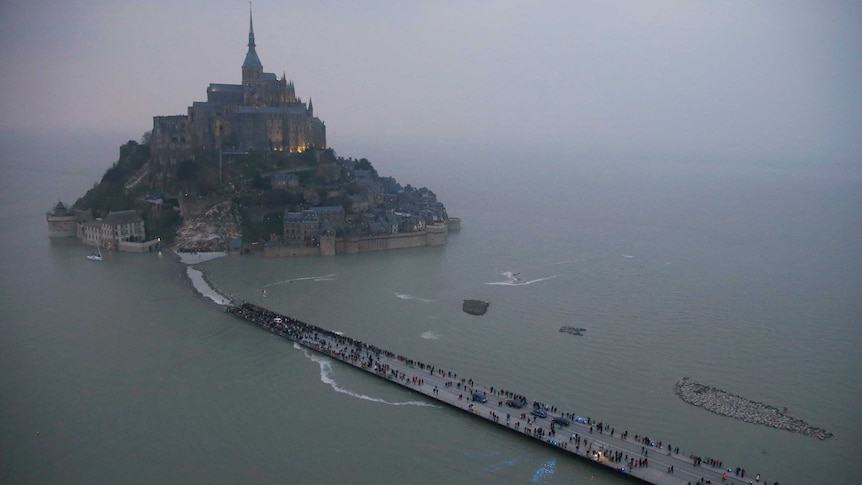 France Mont Saint-Michel surrounded by high tide
