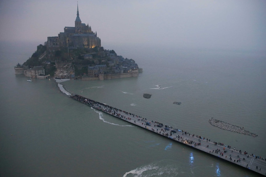 France Mont Saint-Michel surrounded by high tide