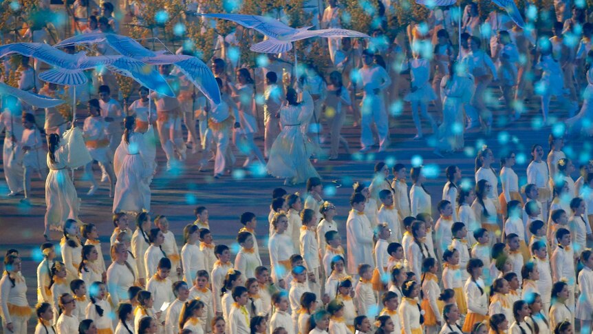Performers at Sochi Winter Olympics closing ceremony