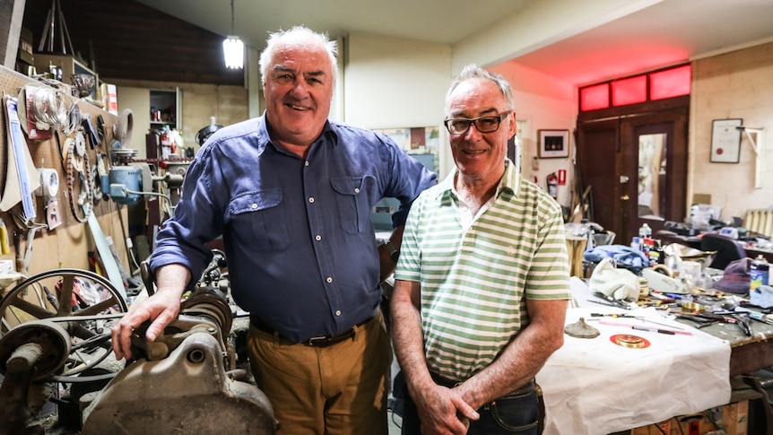 Brothers Dan and John Flynn in their workshop  have been working together for over 40 years.