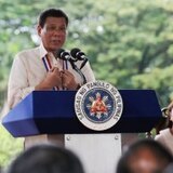 Philippine President Rodrigo Duterte delivers a speech.