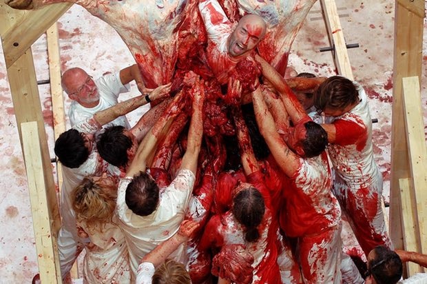 Promotional image for Austrian artist Hermann Nitsch show.