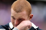 Alex McKinnon sheds a tear at Hunter Stadium