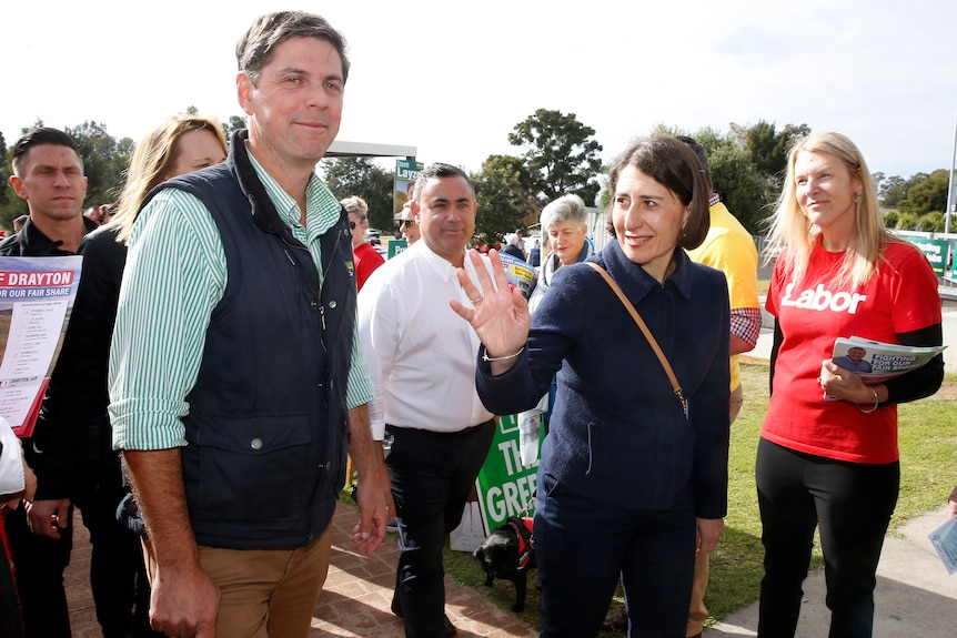 David Layzell and Gladys Berejiklian with a group of people