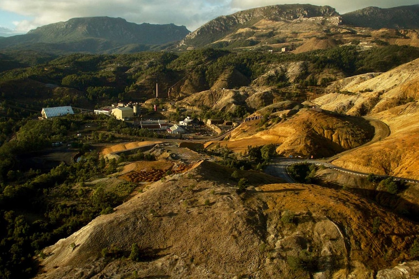 Panoramic view of the Mt Lyell mine.