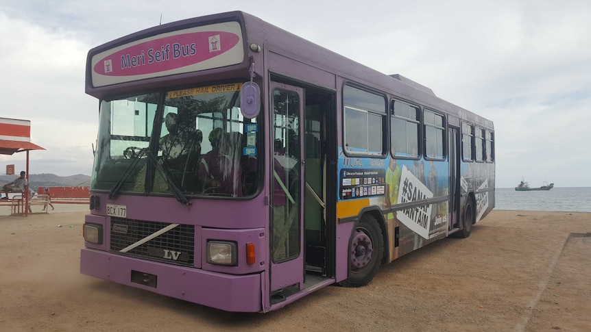 A bus  Port Moresby used to help women travel safely