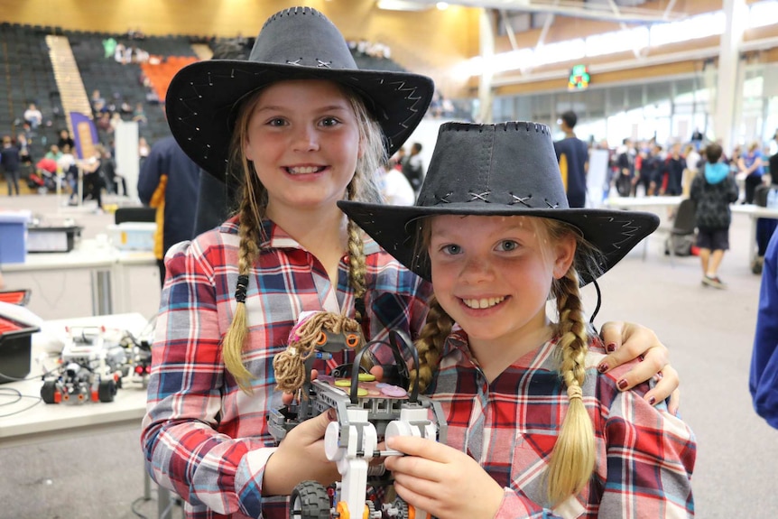 Hannah Henry and Emma Derbyshire at RoboCup Junior competition