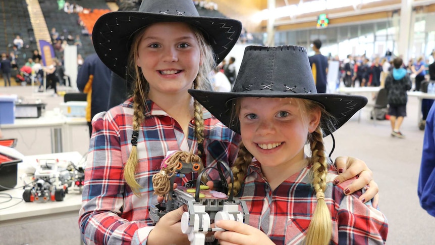 Hannah Henry and Emma Derbyshire at RoboCup Junior competition