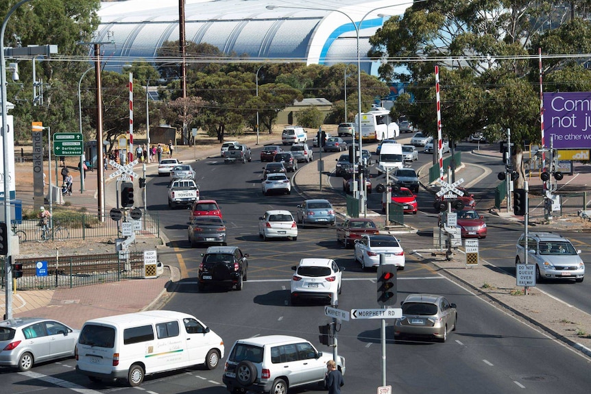 Heavy traffic at the Oaklands rail intersection