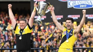 Richmond players celebrate winning the 2017 AFL grand final