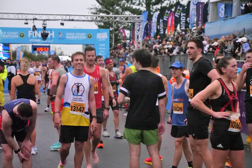 athletes at the finish line