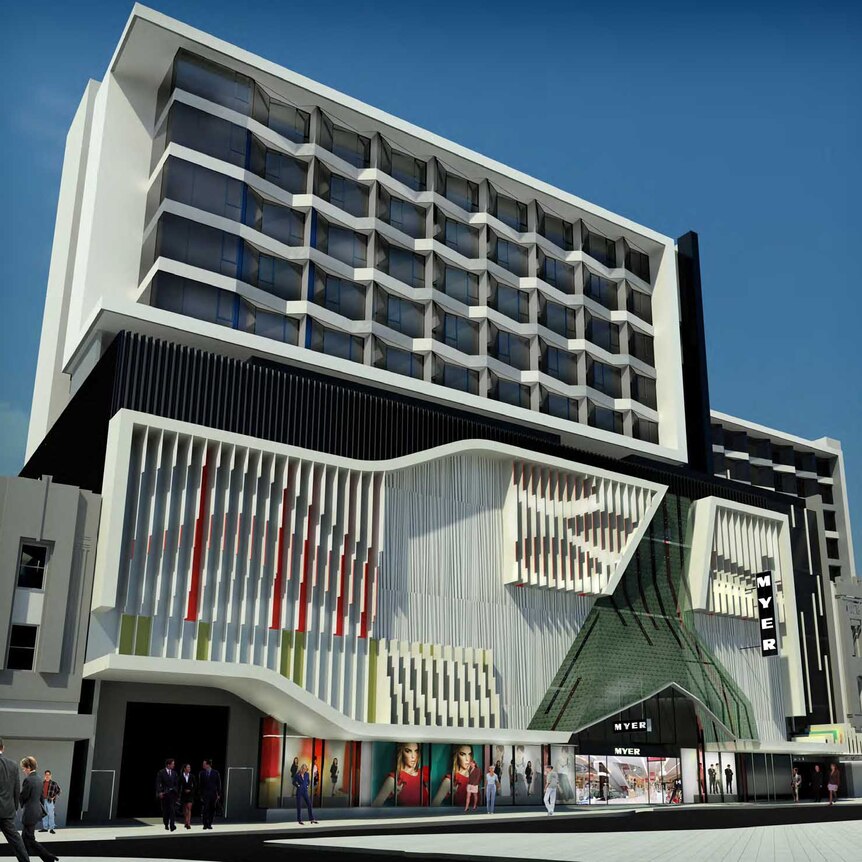 An artist's impression of a new Myer building in Hobart