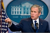 President George W Bush speaks during his final press conference