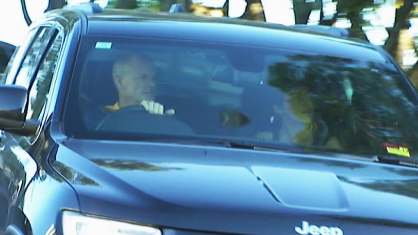 Campbell Newman and wife Lisa leave their Brisbane home early on Sunday morning