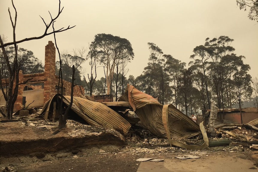 A house destroyed by bushfire