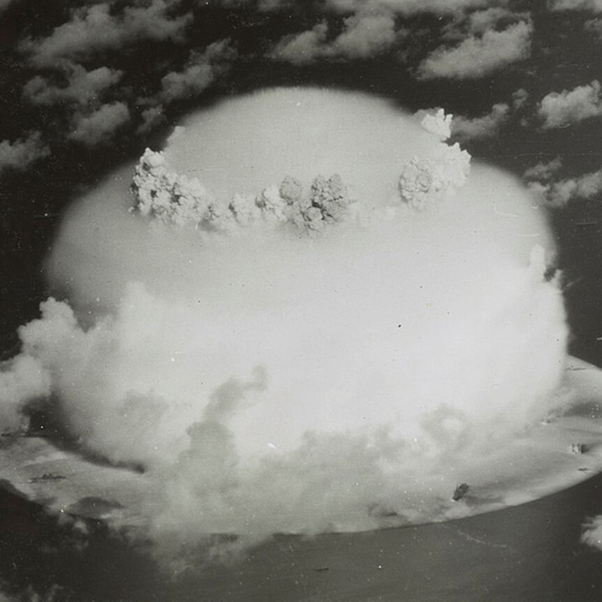 A nuclear blast out to sea