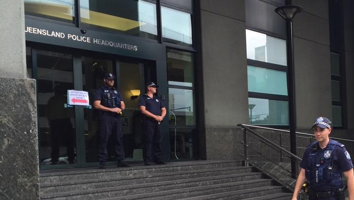 Qld Police headquarters in Brisbane in partial lockdown .
