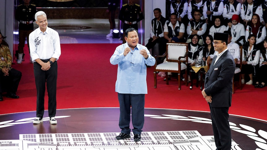 Prospective leaders running in Indonesia's election attend a debate. 