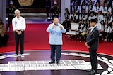 Prospective leaders running in Indonesia's election attend a debate. 