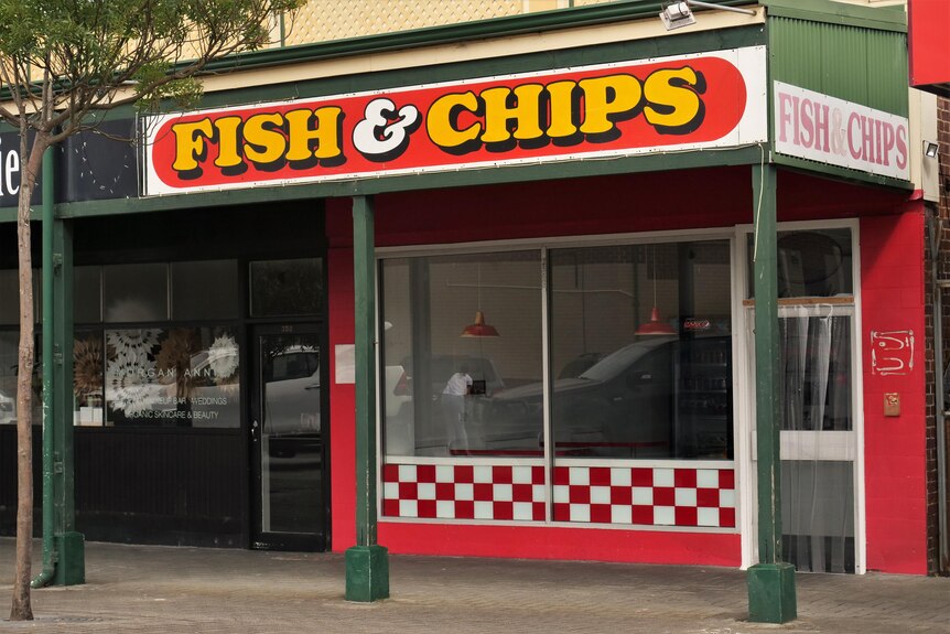 Fish and chip shop front.