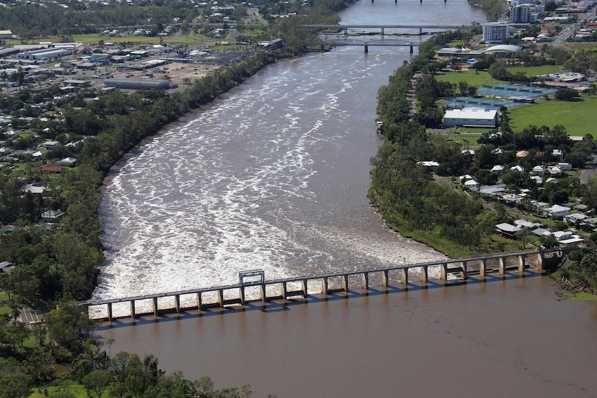 Aerial view of the Fitzroy River barrage