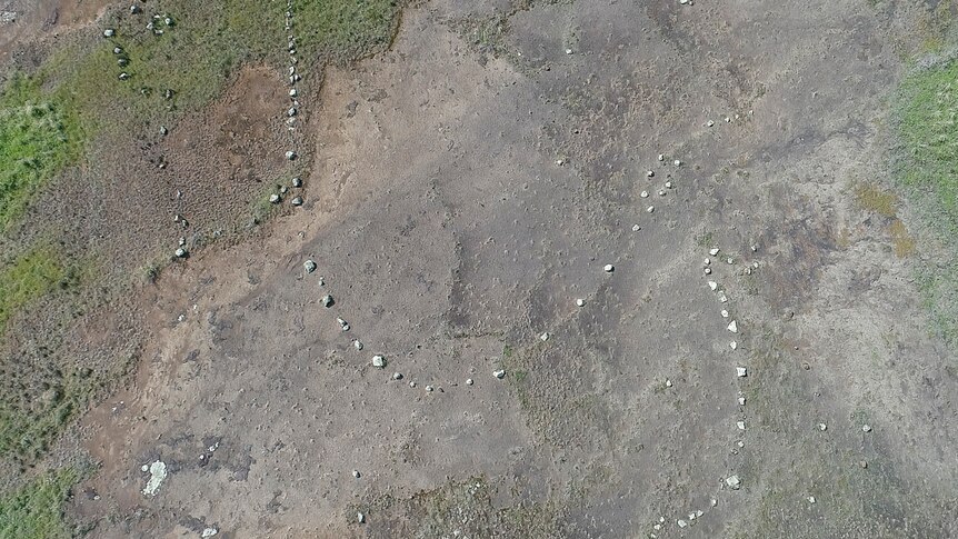 A view of the rock formations of the Gummingurru site from the aerial photograph in April 2019.