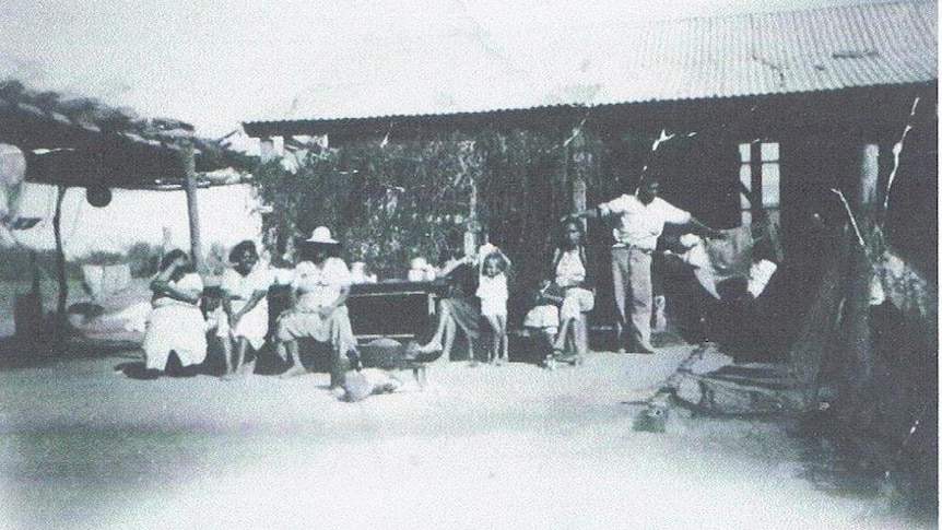 An early black and white photo of the Yumba Indigenous camp south of Cunnamulla in south-west Queensland.