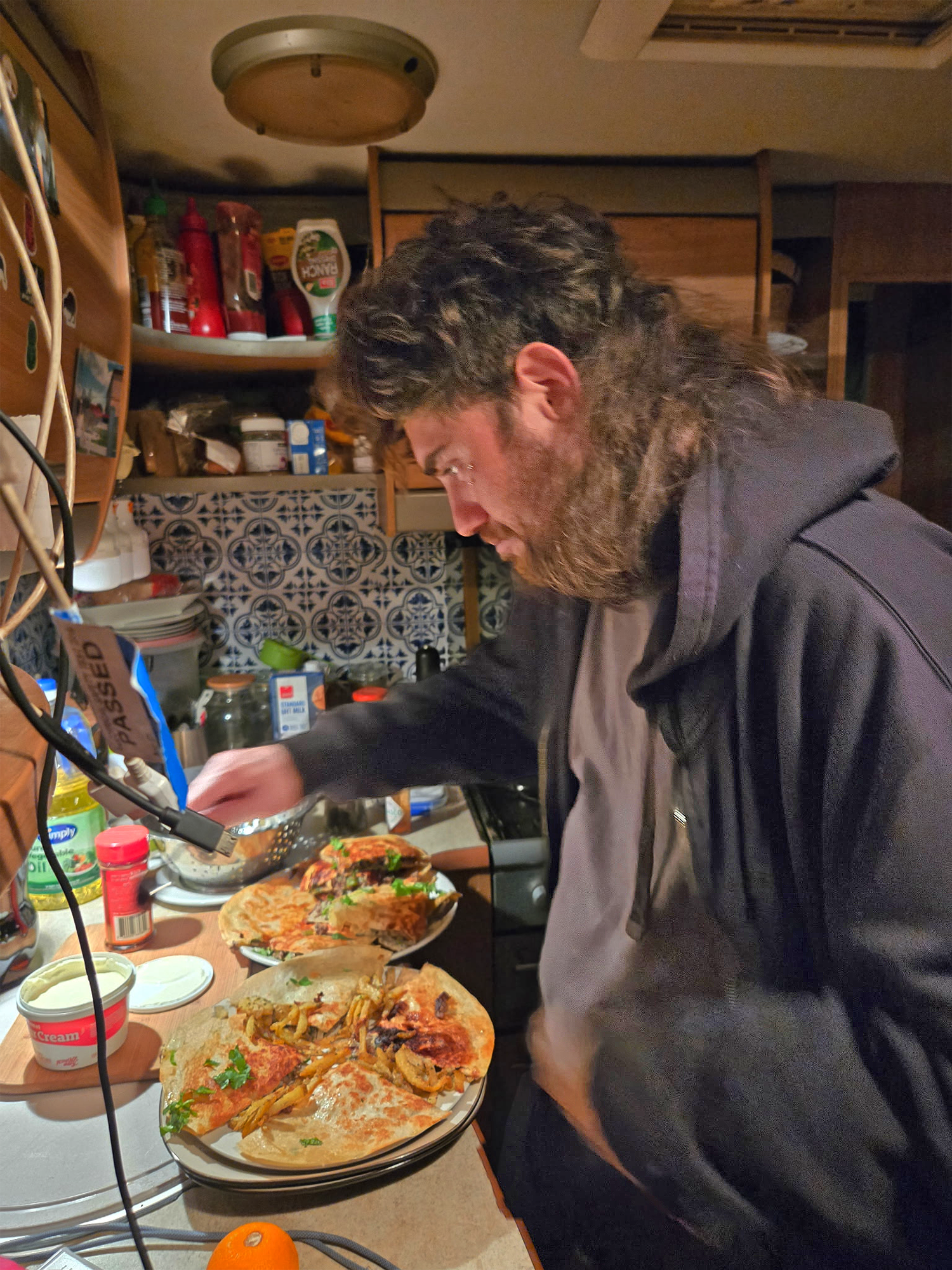Eli preparing food.