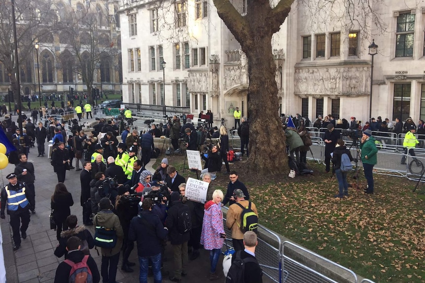 There was a large media presence outside the UK Supreme Court.
