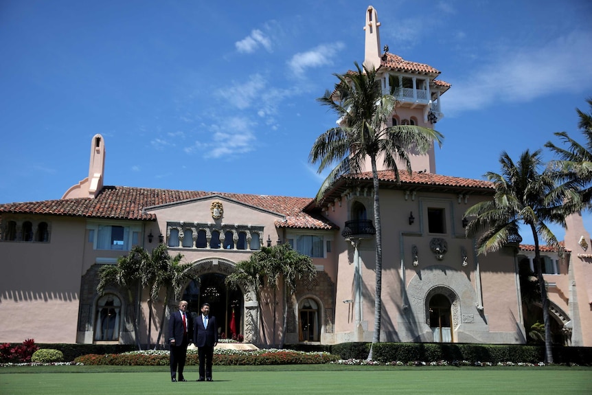 Donald Trump and Chinese President Xi Jinping at the Mar-a-Lago estate.