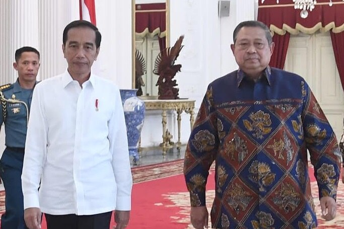 SBY saat menemui Jokowi di kompleks Istana Kepresidenan Jakarta (10/10/2019).
