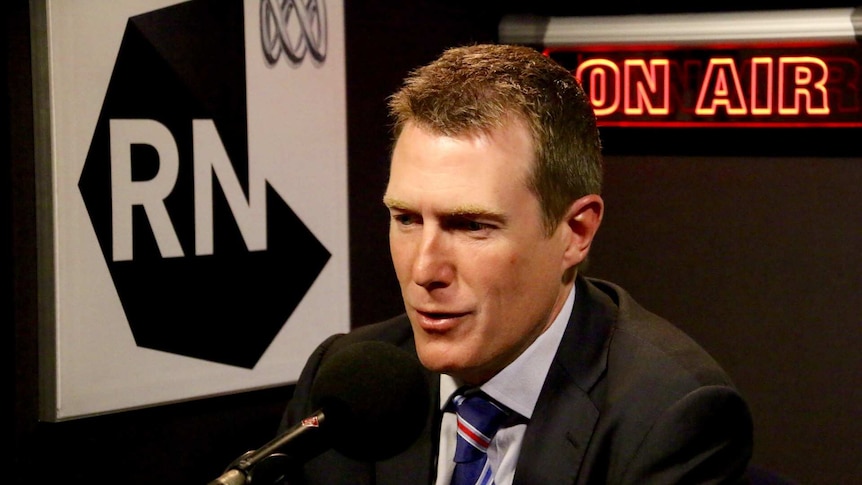 Christian Porter being interviewed in Radio National studio