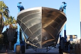 The hull for Australia's biggest rock lobster boat leaves its Geraldton workshop