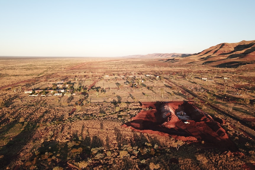 A drone shot of a demolition site in a remote location