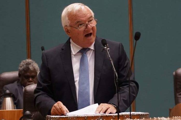 Gary Higgins talks in NT Parliament