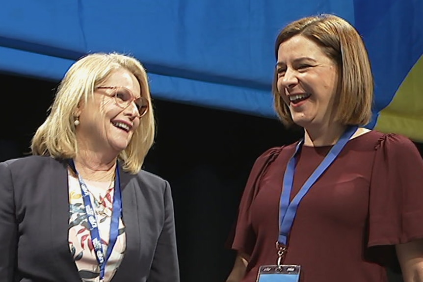 Cynthia Hardy (left) with Liberal National Party leader Deb Frecklington